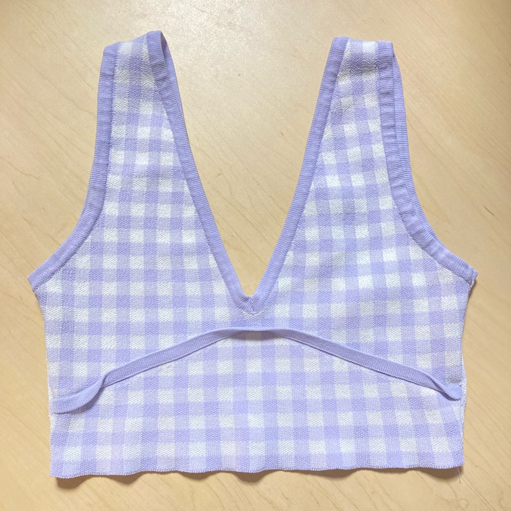 Zara Light purple gingham Knit tank top